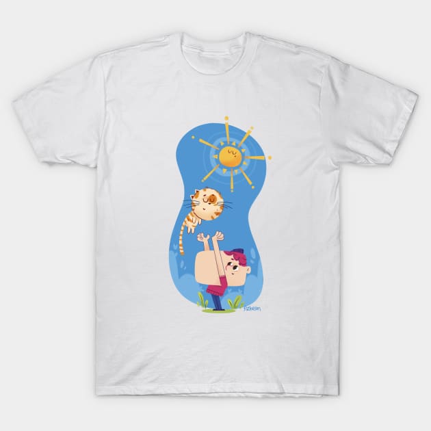 Boy and cat friend T-Shirt by azbeen